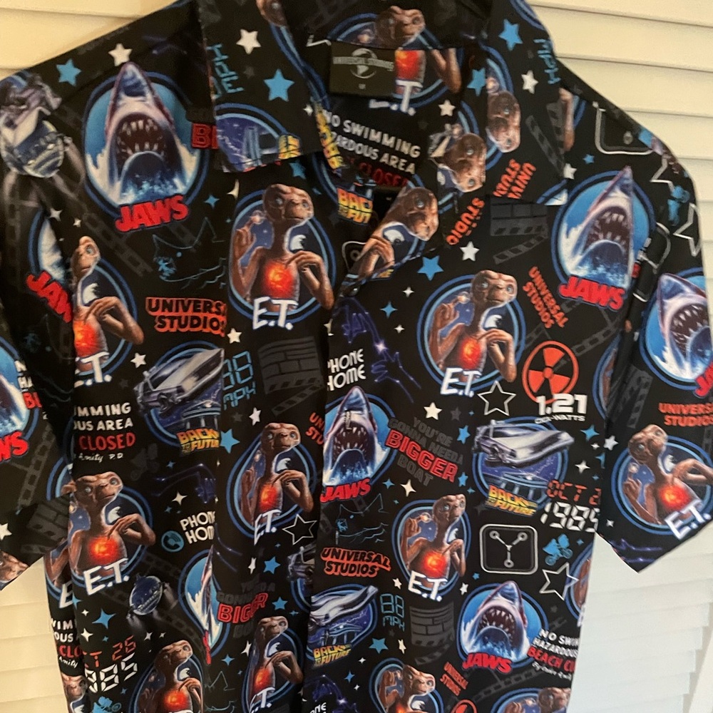 Universal Men's Black Graphic Button Down Shirt